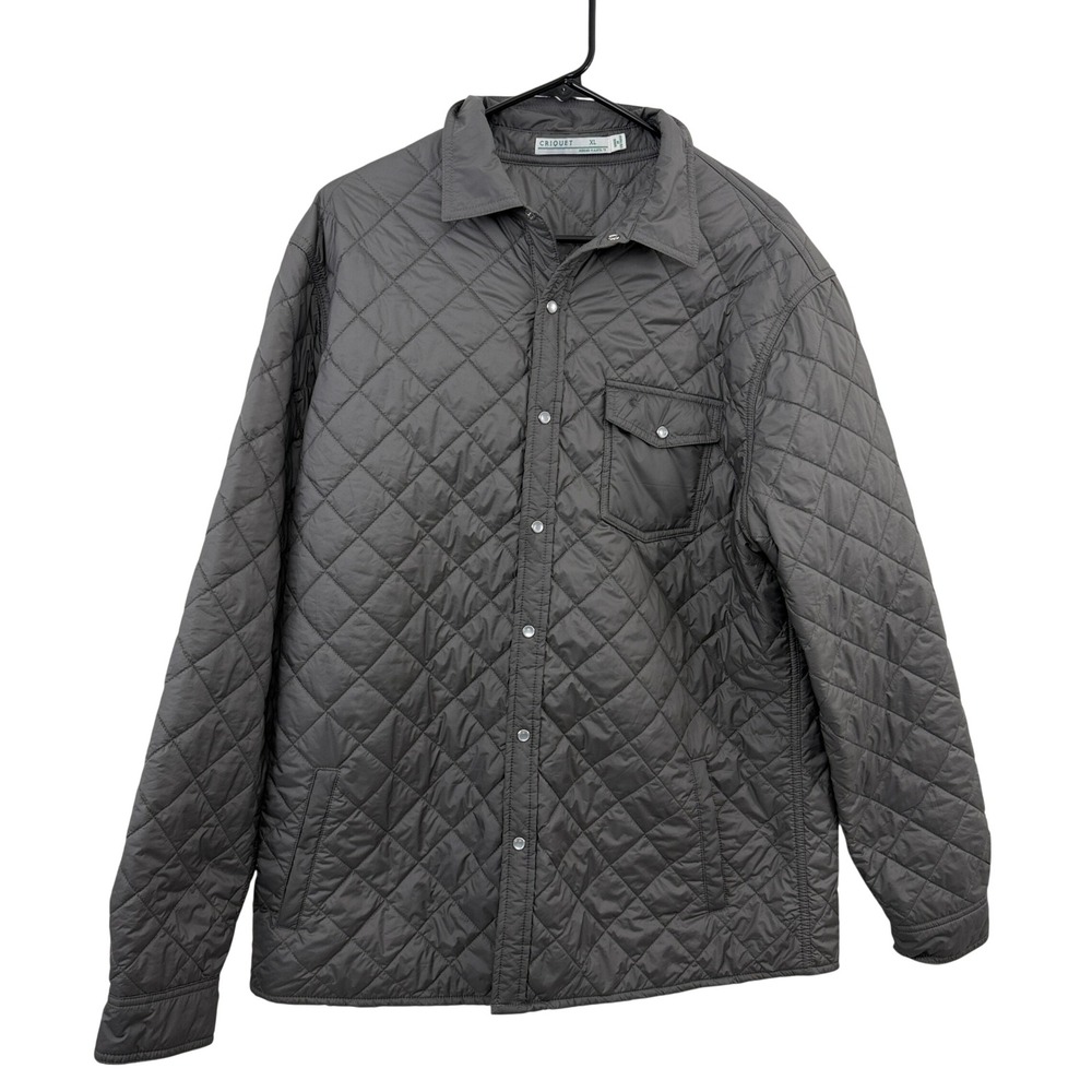 Criquet Jacket Mens XL Gray Quilted Snap Front Lightweight Puffer Shirt Shacket
